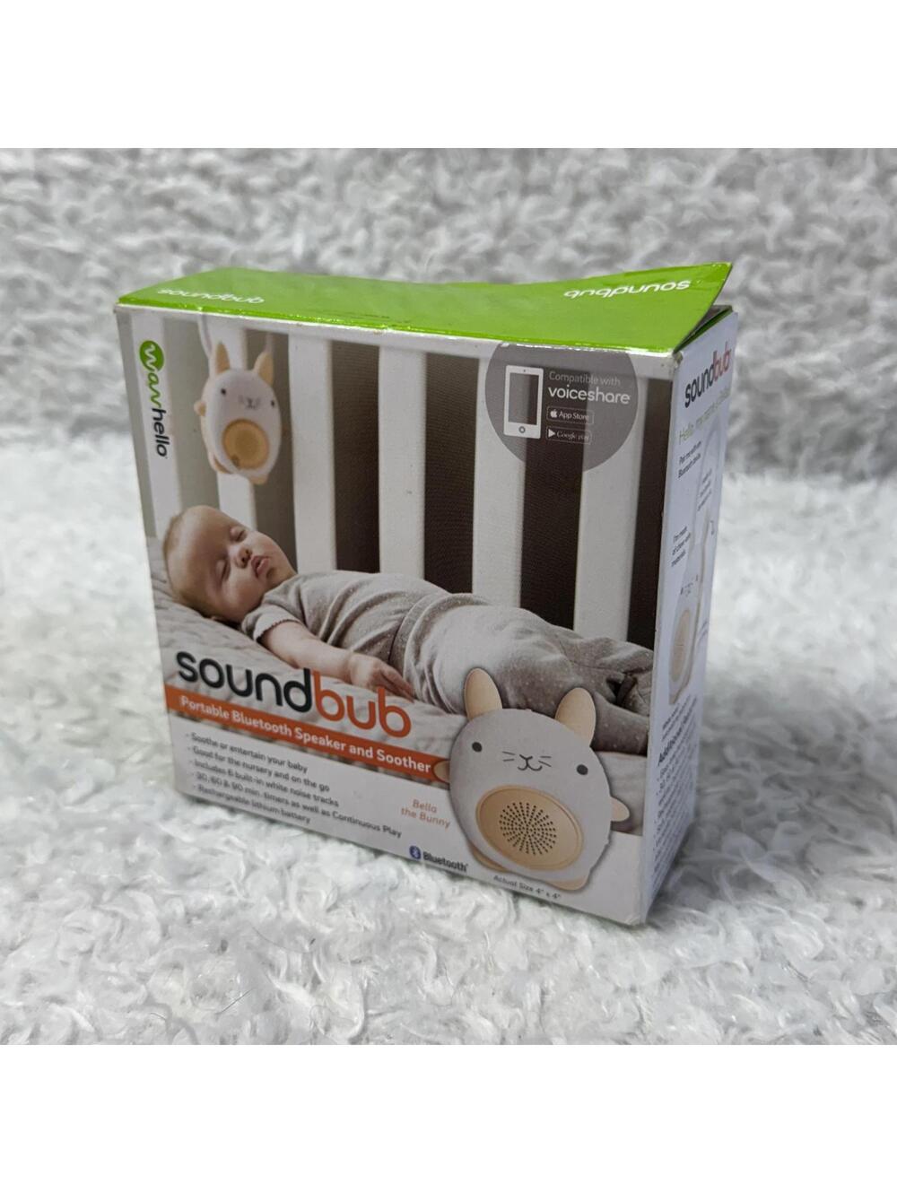 NIB Soundbub Bella the Bunny Portable Bluetooth Speaker & Soother Sounds #TM225